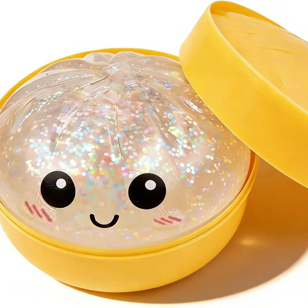 Giant Glitter Dumpling, Giant Dumpling Squishy, Mega Rainbow Dumplings, Cute Anxiety Relief Fidget Toy, with Steamer Box,Soft Squeeze Decompression Dough for Adults