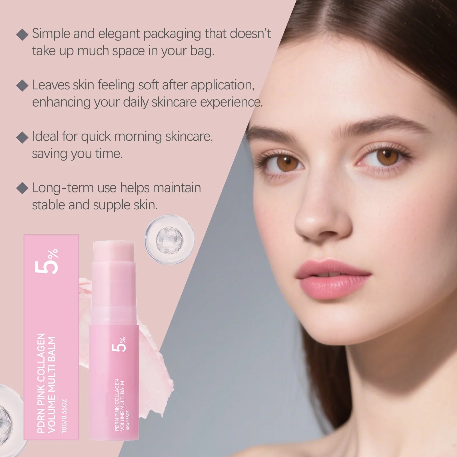 PDRN Balm Stick Pink Collagen Volume Multi Balm Hydrating Face Moisturizer Dewy Glow Skin Care Korean Travel Beauty Stick