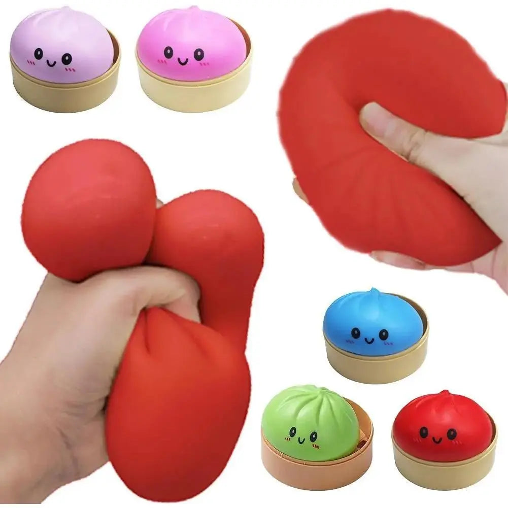 Giant Glitter Dumpling, Giant Dumpling Squishy, Mega Rainbow Dumplings, Cute Anxiety Relief Fidget Toy, with Steamer Box,Soft Squeeze Decompression Dough for Adults